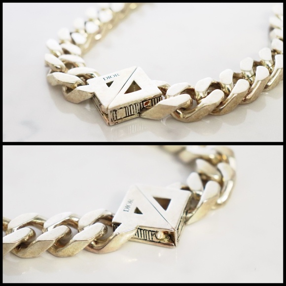 RARE DIOR CHAIN NECKLACE CUBAN LINK CD DIAMOND CHAIN - Picture 8 of 10